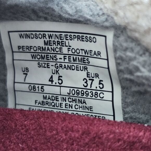 Merrell Windsor Wine Kamori Chill Windsor Hiking Shoes Sneakers Size 7 - Picture 3 of 7